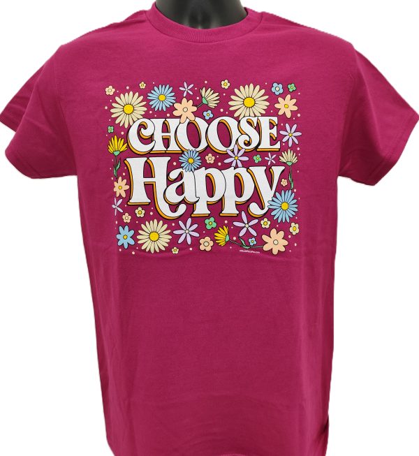 T-SHIRT CHOOSE HAPPY (BERRY COLOR)